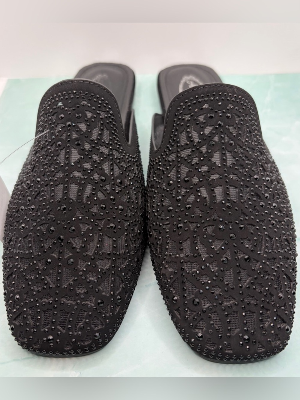Atalina Black Beaded Slip-On Women’s Flats - Picture 2 of 8